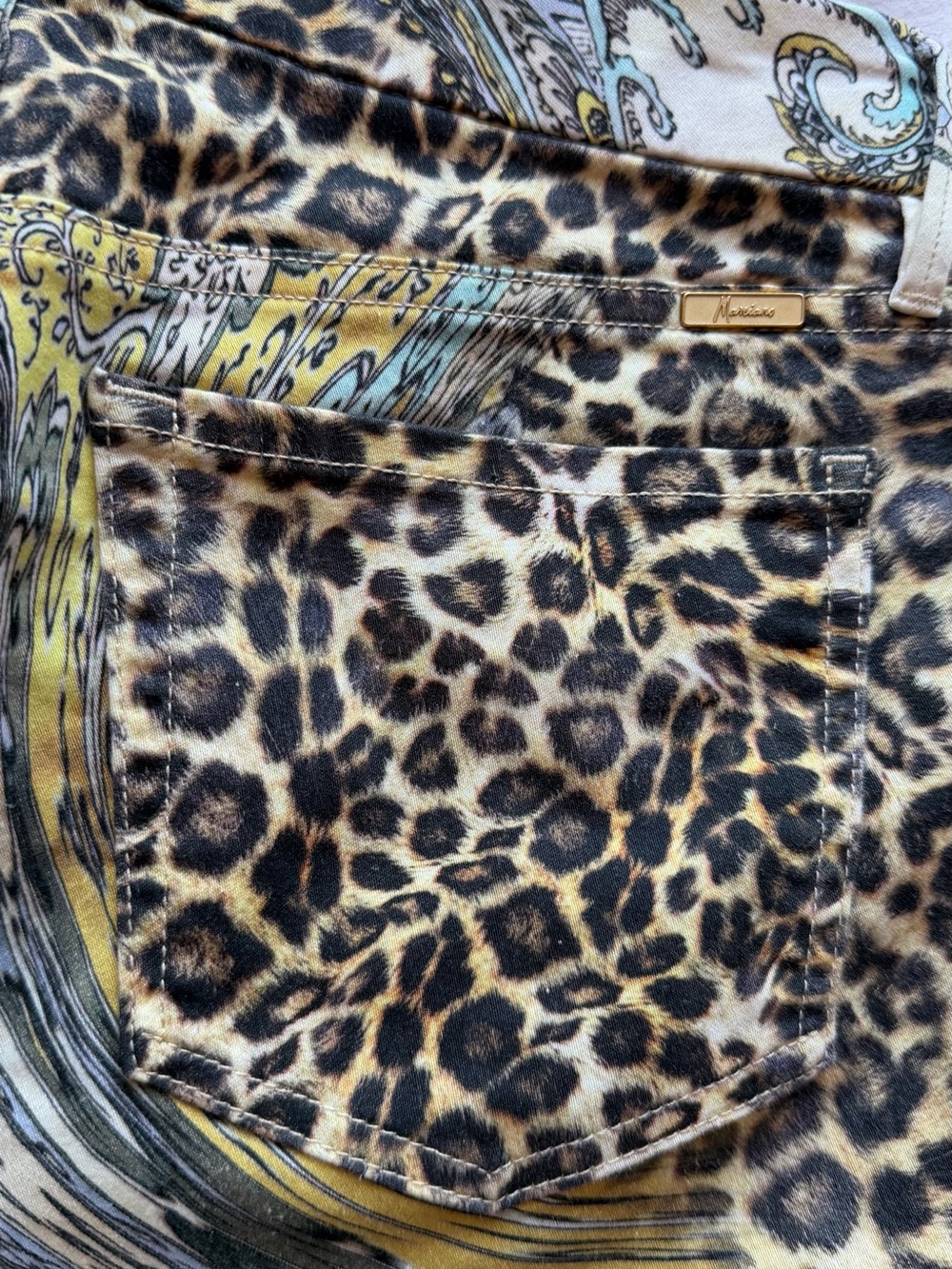 Marciano Leopard & Paisley Skinny Jeans - Brown, Black, Cream, Turquoise - Picture 6 of 9
